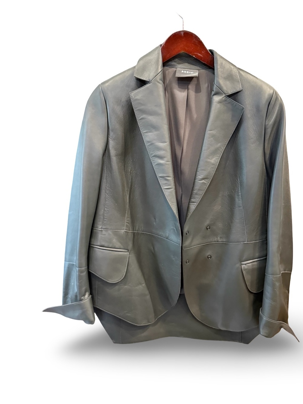 AKRIS Anthracite Leather Blazer - Mainline
